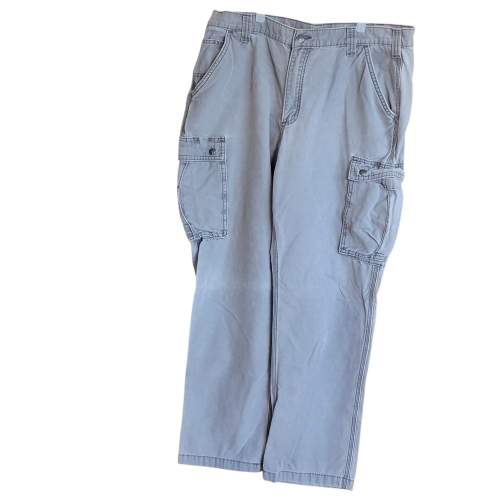 Carhartt Mens Relaxed Fit Cargo Pants Grey 38x32 Cotton Canvas Workwear Faded